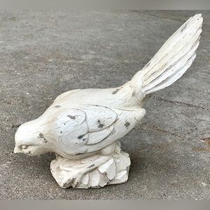 Vintage Whitewashed Antiqued Composite Resin Decorative Bird Statue Figurine